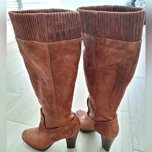 Frye Mimi Scrunch women's tall leather cognac brown knee boots size 6 Frye Boots - Picture 4 of 16